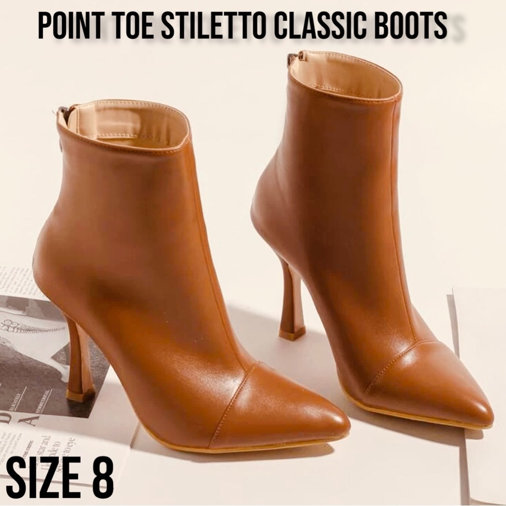 New Women Point Toe Stiletto Classic Boots brown size 8 MSRP $73